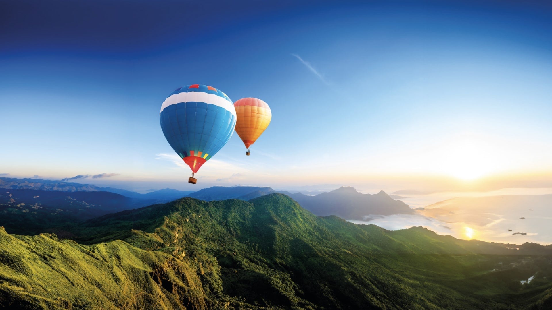 Deux montgolfières en vol